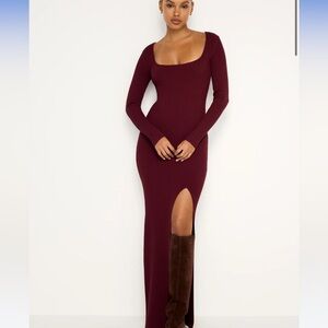 STRETCH RIB KNIT MAXI DRESS